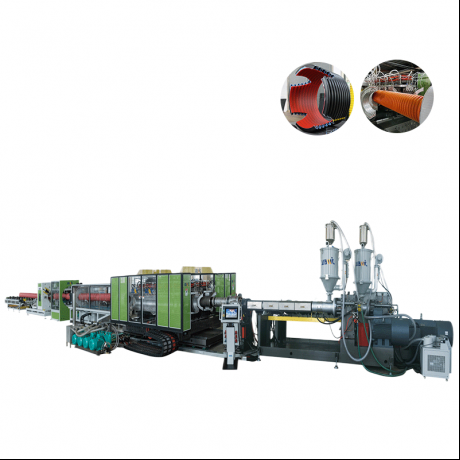 HDPE / PP / PVC Yatay Tip Cüt Divarlı Oluklu Boru Ekstrüzyon Xətti